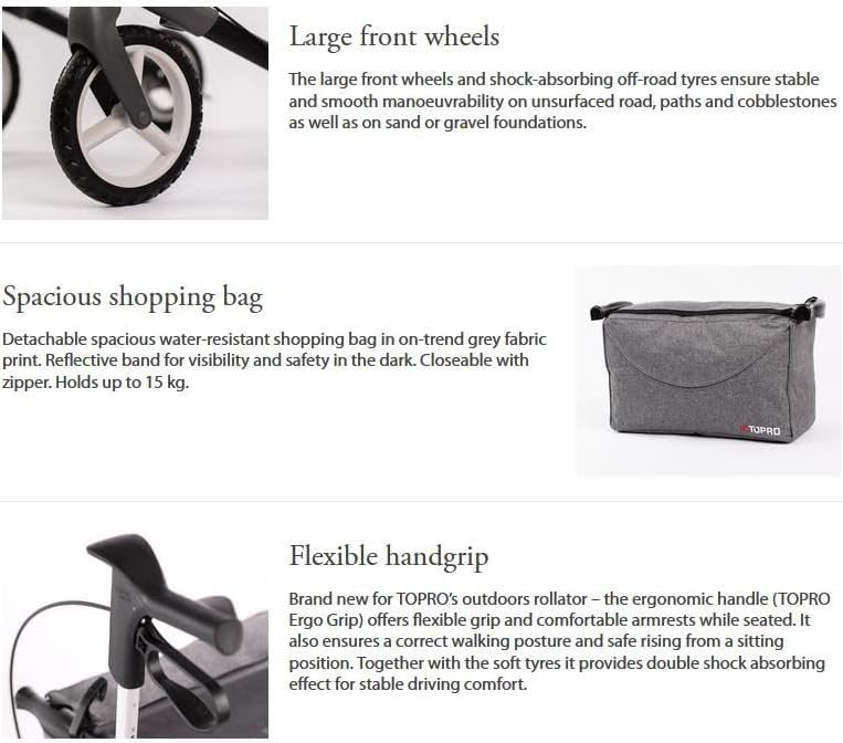 All Terrain Rollator Walker Outdoor Folding Lightweight Mobility 4 Wheels