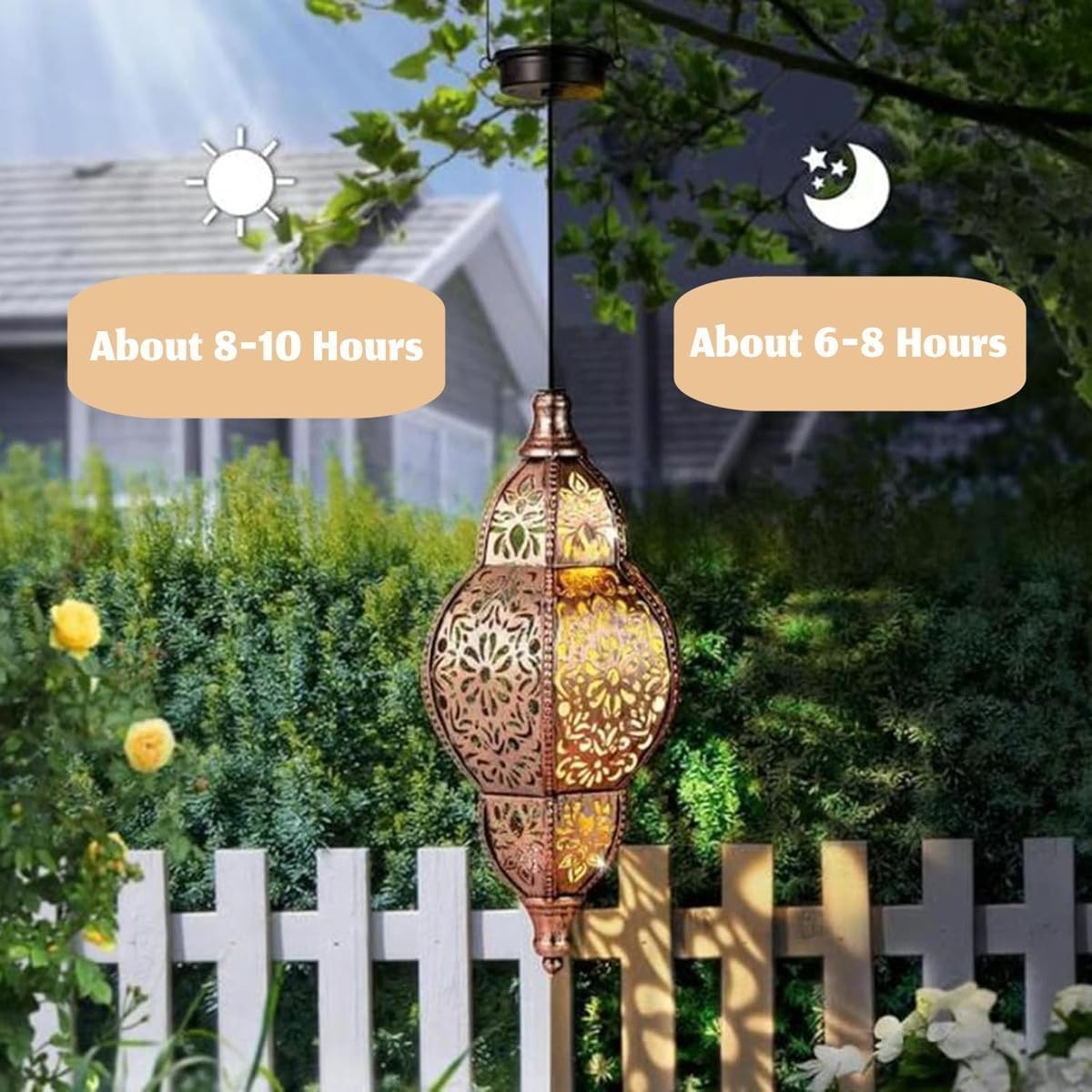 2x Retro Moroccan Solar Lantern Lights Outdoor Hanging Waterproof