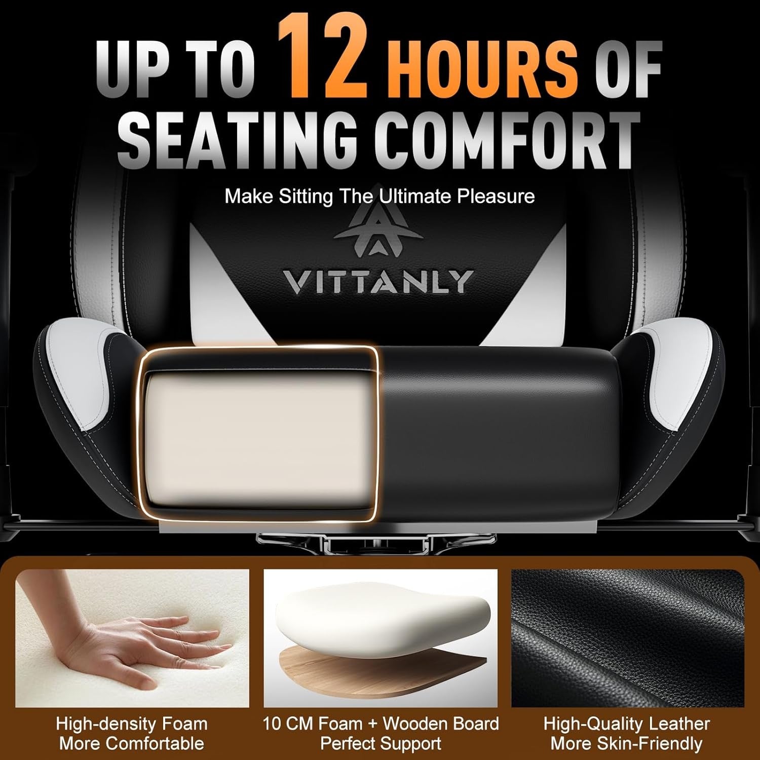 Ergonomic Gaming Chair Reclining Swivel Lumbar White