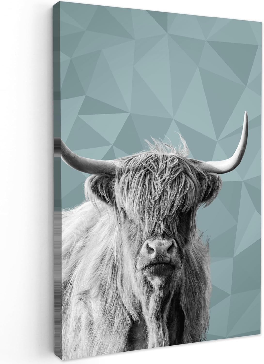 Highland Cow Canvas Wall Art 40x60cm Framed Black White
