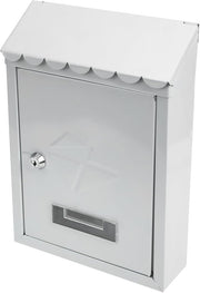 Locking Wall Mounted Mailbox White Iron Rainproof Outdoor Post Box