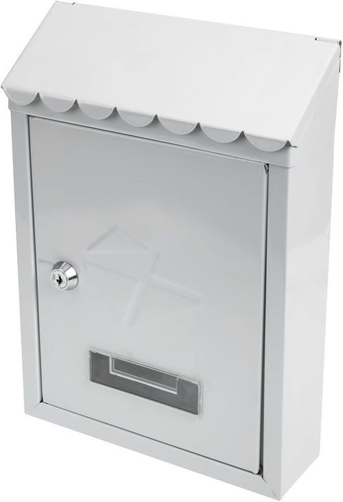 Locking Wall Mounted Mailbox White Iron Rainproof Outdoor Post Box