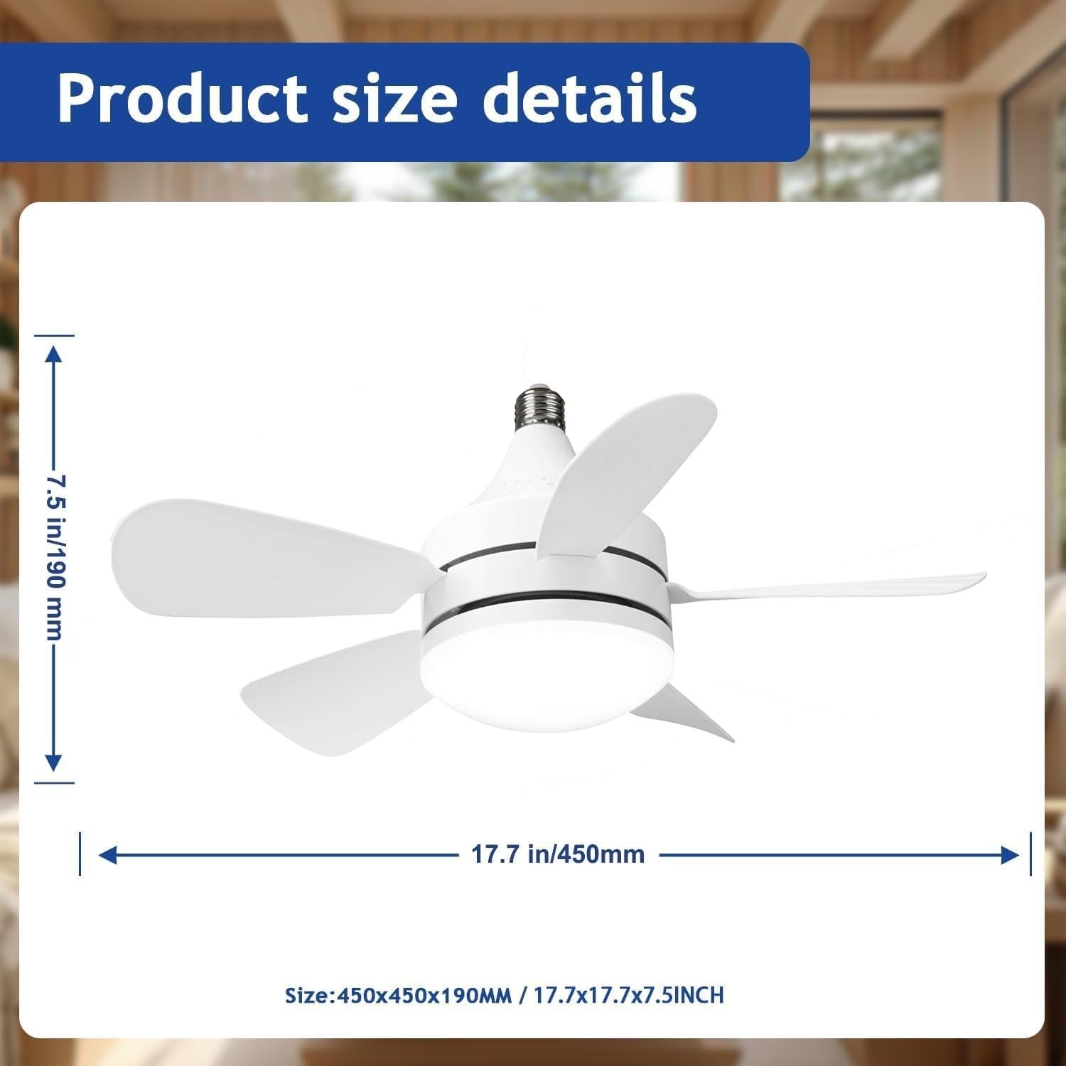 SAUGLAE Ceiling Fan with Lights Remote 3 Speeds 3 Colors LED