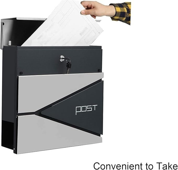 Wall Mounted Lockable Mailbox Waterproof Stainless Steel Post Box Large Capacity