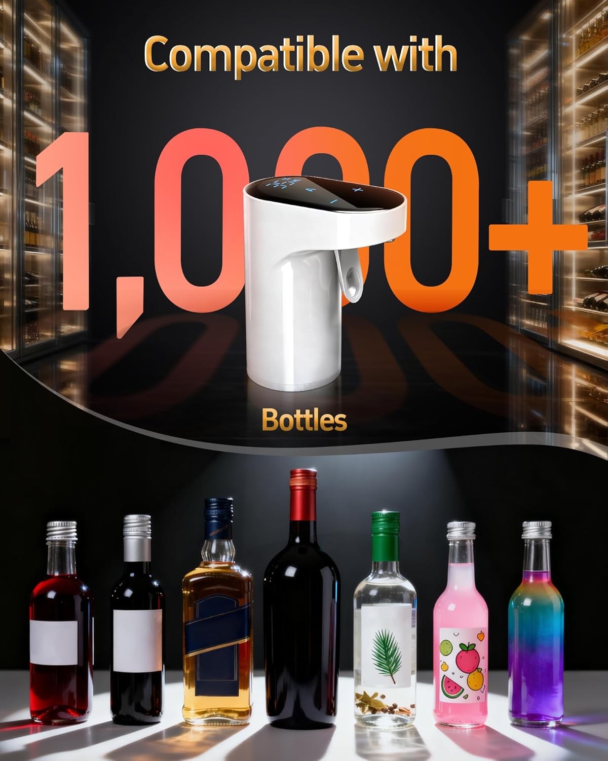 5-in-1 Electric Wine Aerator Dispenser White USB Recharge Smart Adjustable 990ml