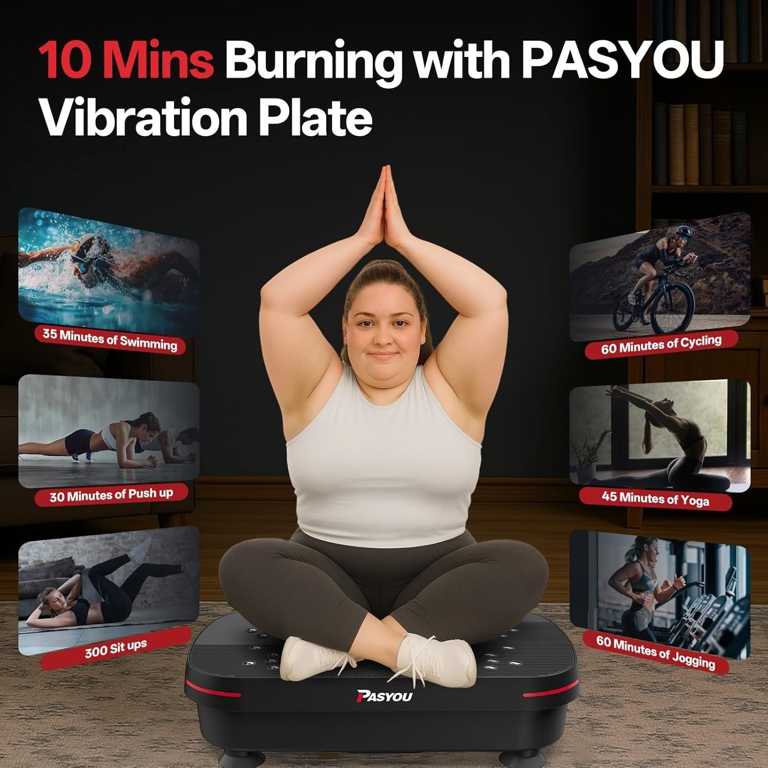 Dual Motor Vibration Plate Exercise Machine 99 Speeds Lymphatic Trainer