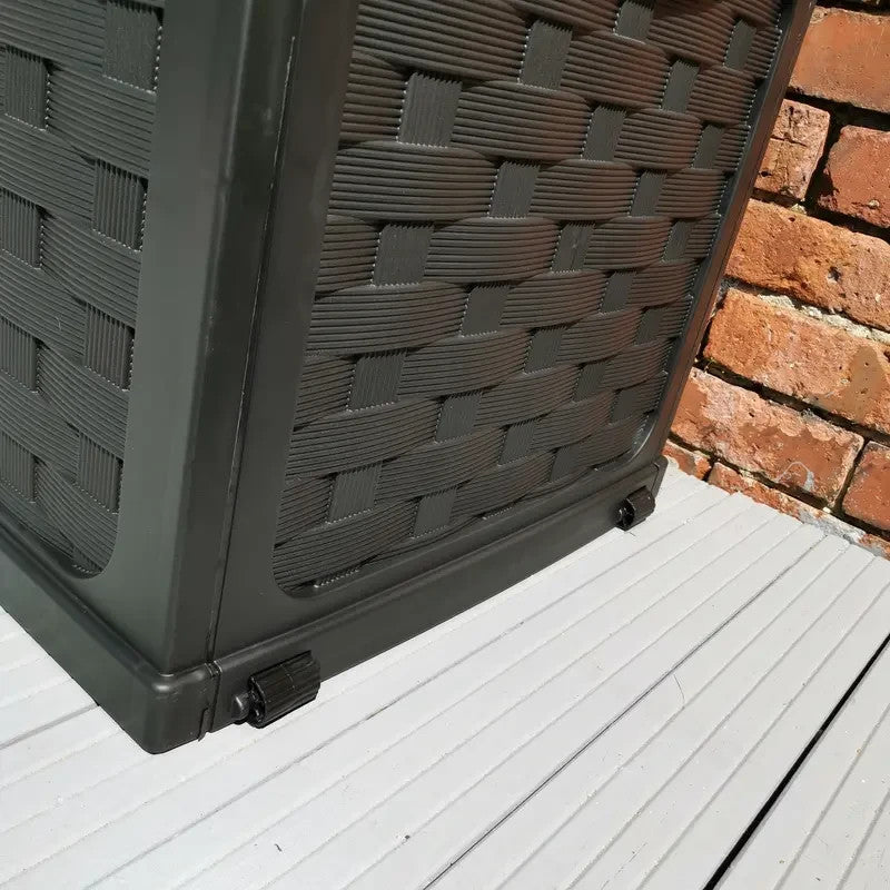 335L Outdoor Rattan Storage Box Bench Seat Black Waterproof Chest
