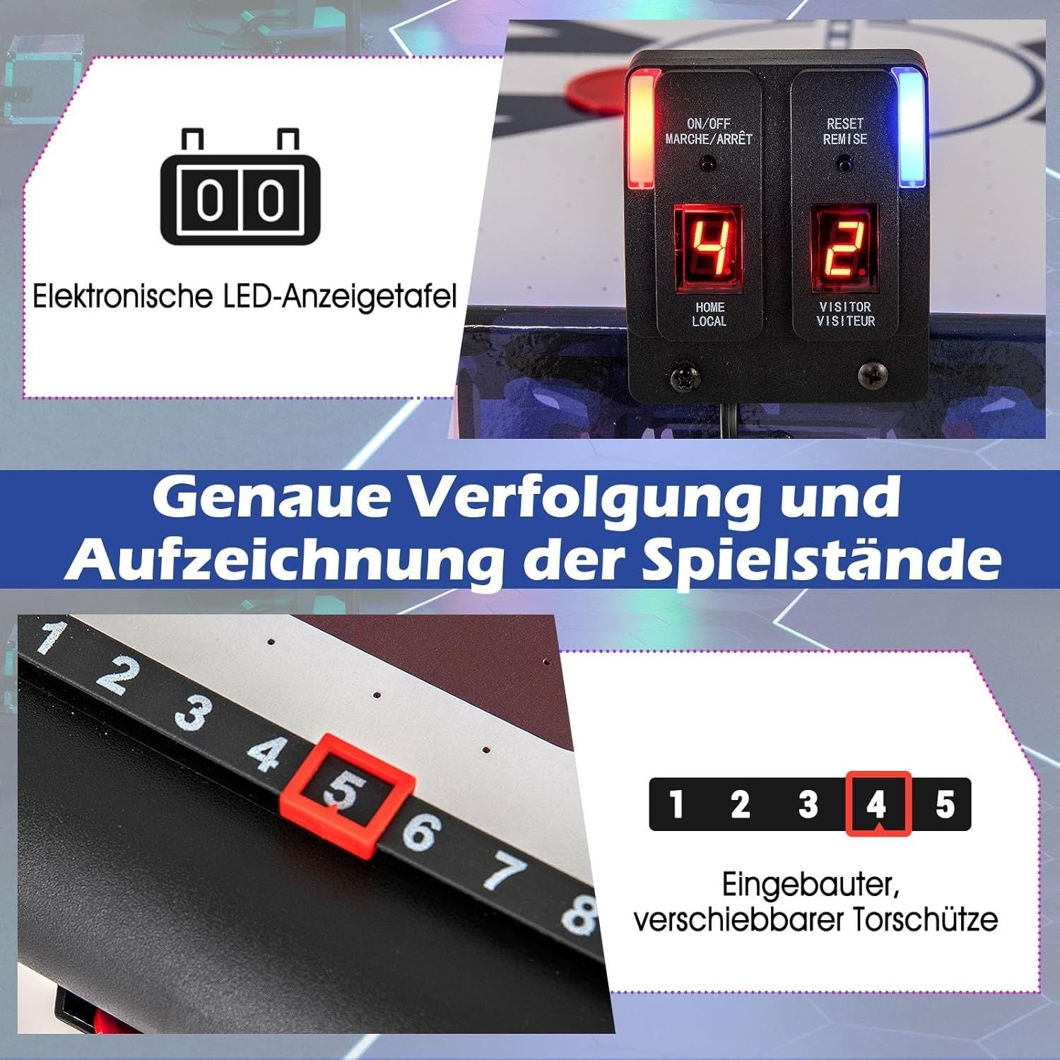 54in Air Hockey Table LED Lights Electronic Scoring Indoor Game