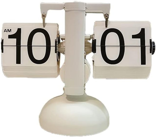 Mechanical Flip Clock Silent Retro Desk Alarm Clock White Home Office