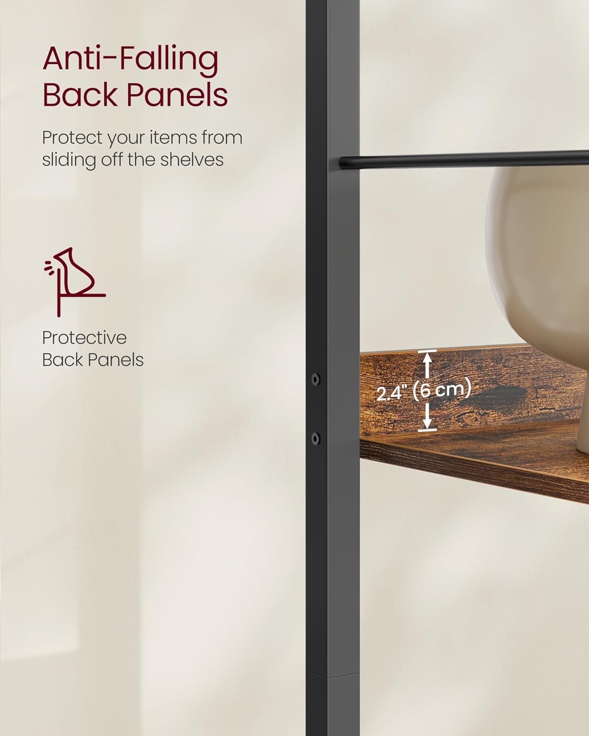 6-Tier Industrial Bookshelf Unit | Tall Rustic Storage Shelving for Home Office