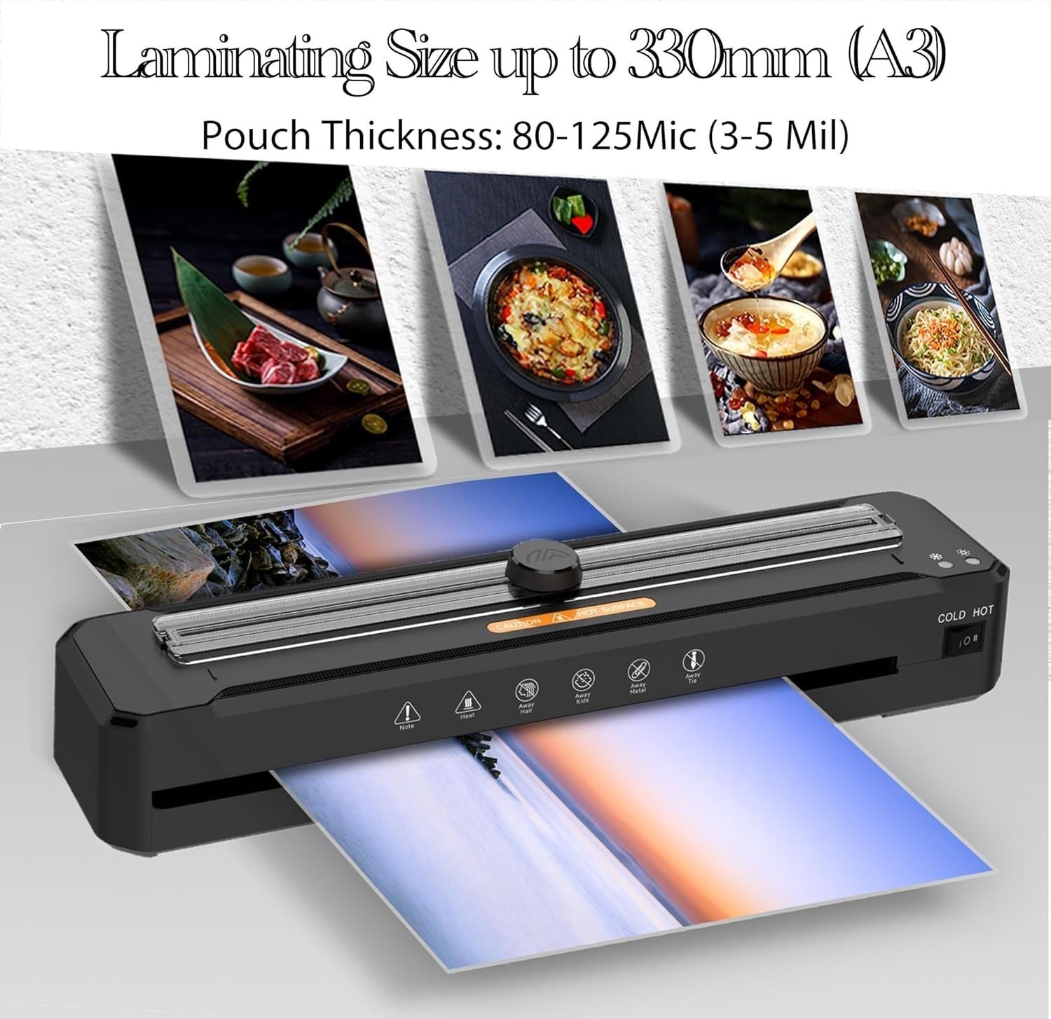 A3 Laminator Hot Cold Built-In Trimmer Fast 2-Min Warm-Up Anti-Jam