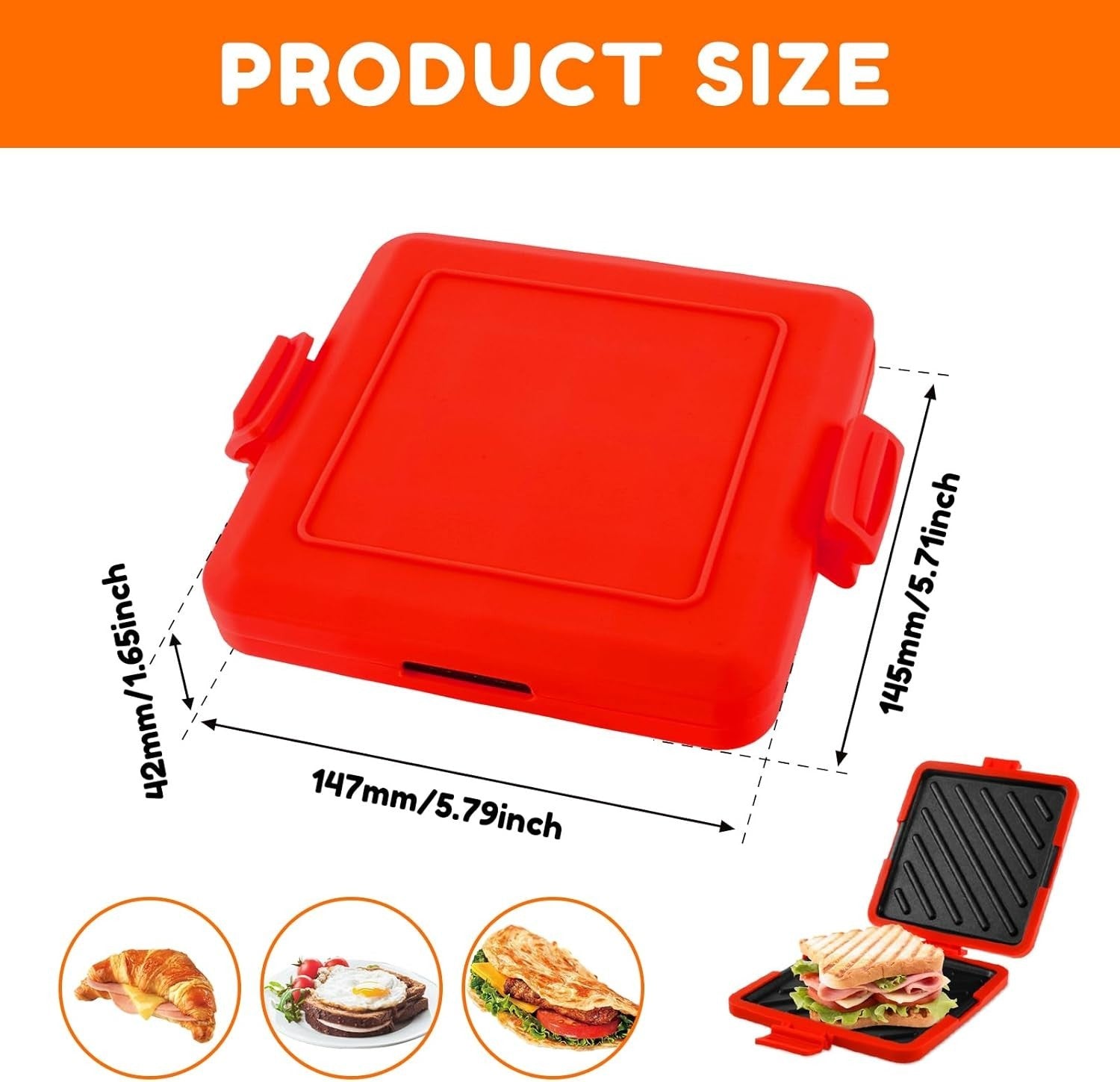 Microwave Toastie Maker Non Stick Silicone Sandwich Cooker Removable Plate