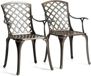 Cast Aluminium Garden Chairs Set of 2 Outdoor Patio Bistro Armchairs