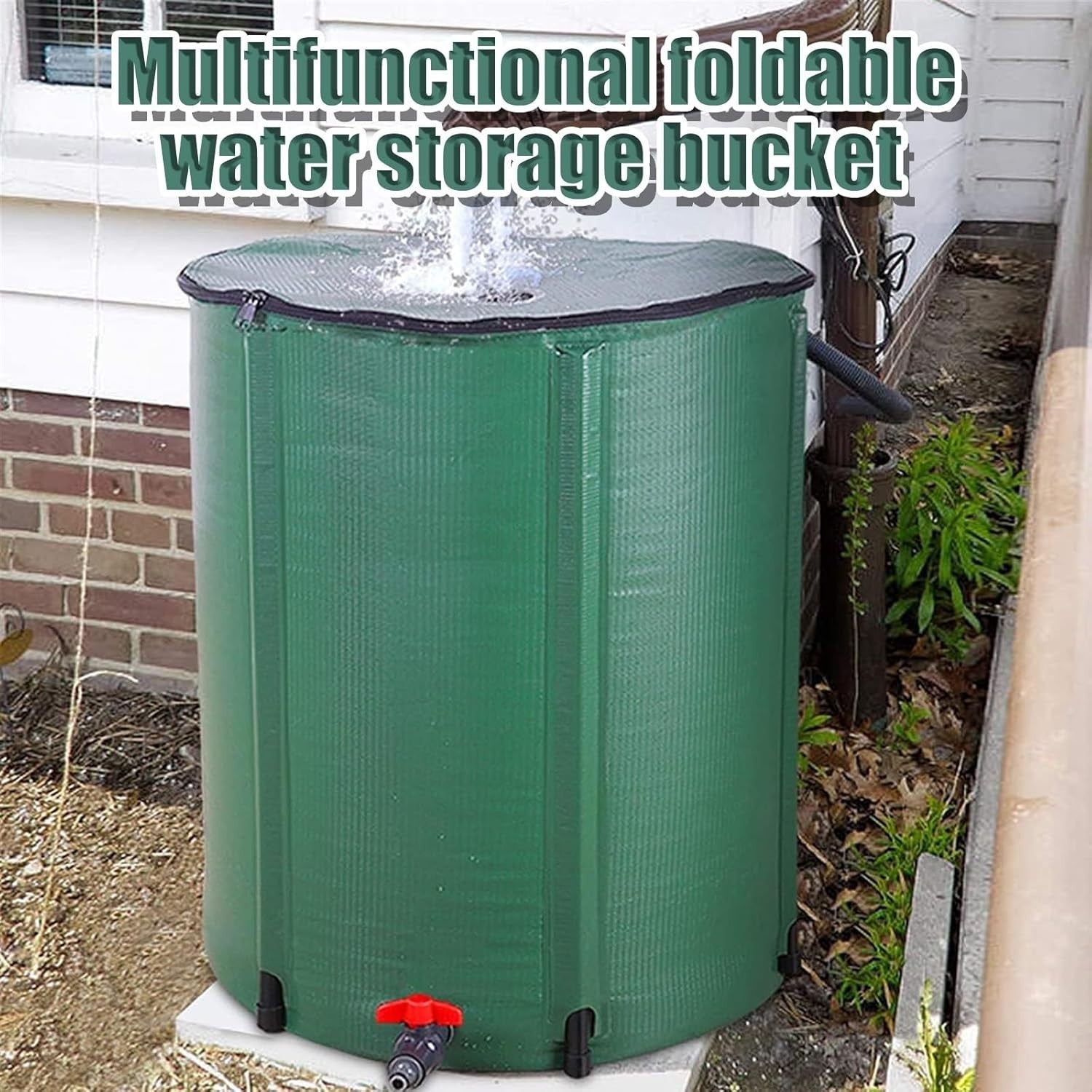 50L Foldable Rainwater Collection Tank, Portable Garden Water Butt, PVC