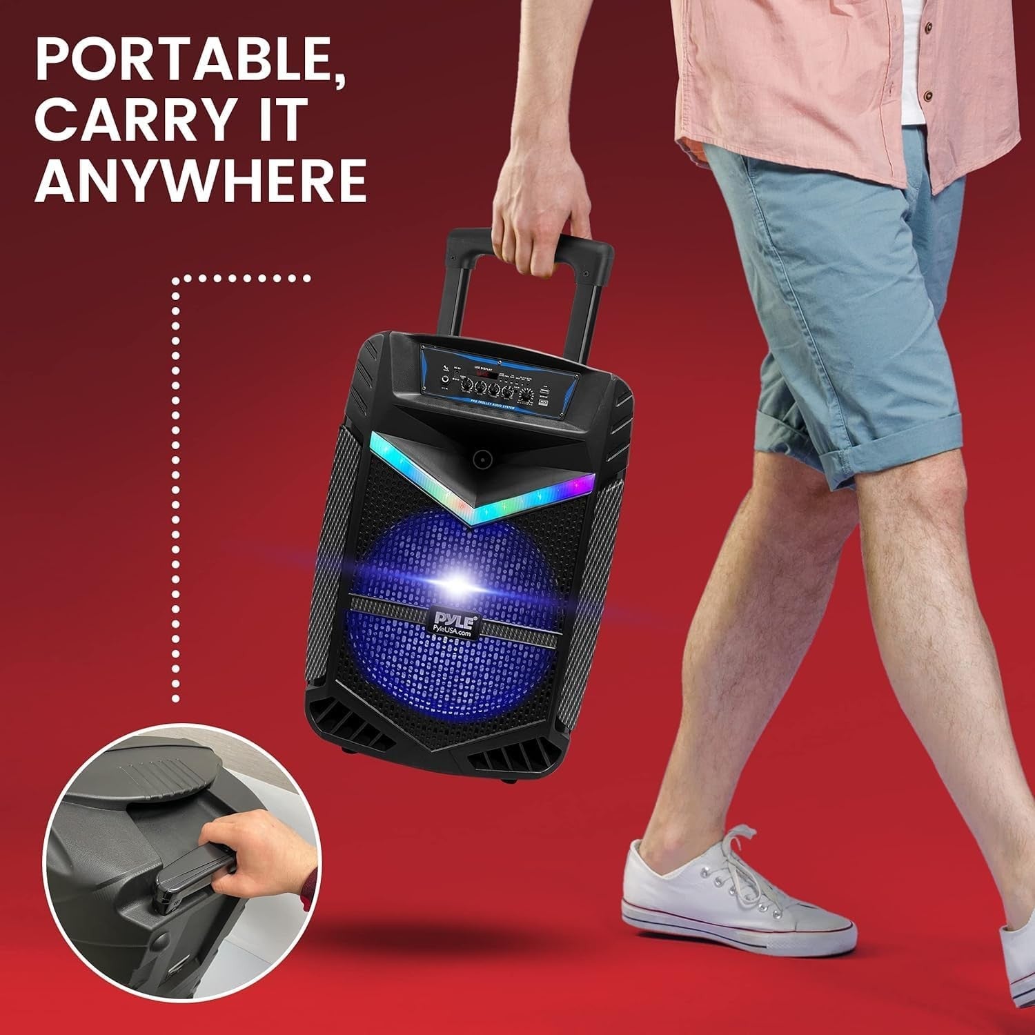 Portable Bluetooth PA Speaker 800W Outdoor Karaoke Machine Mic Included