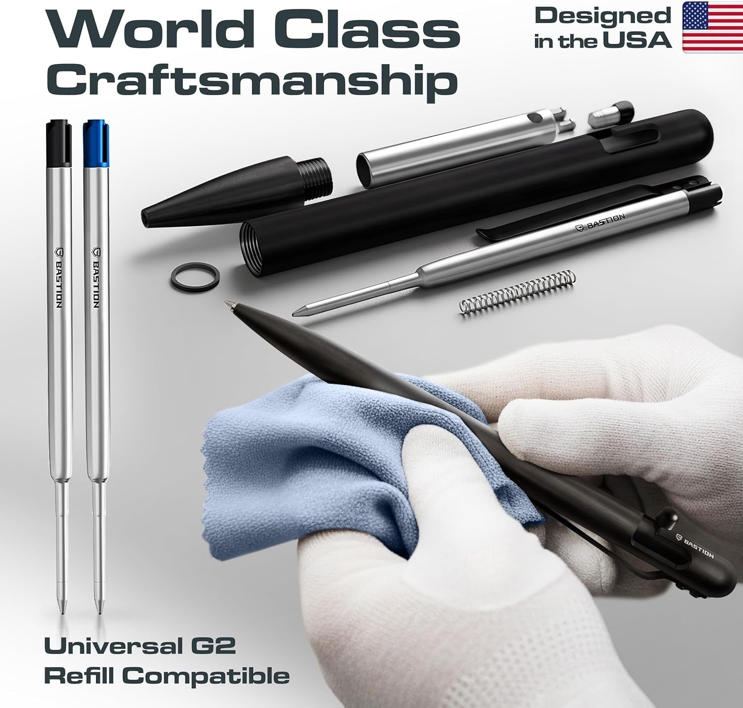 Luxury Stainless Steel Black Ballpoint Pen – Bolt Action, Slim, Gift Ready