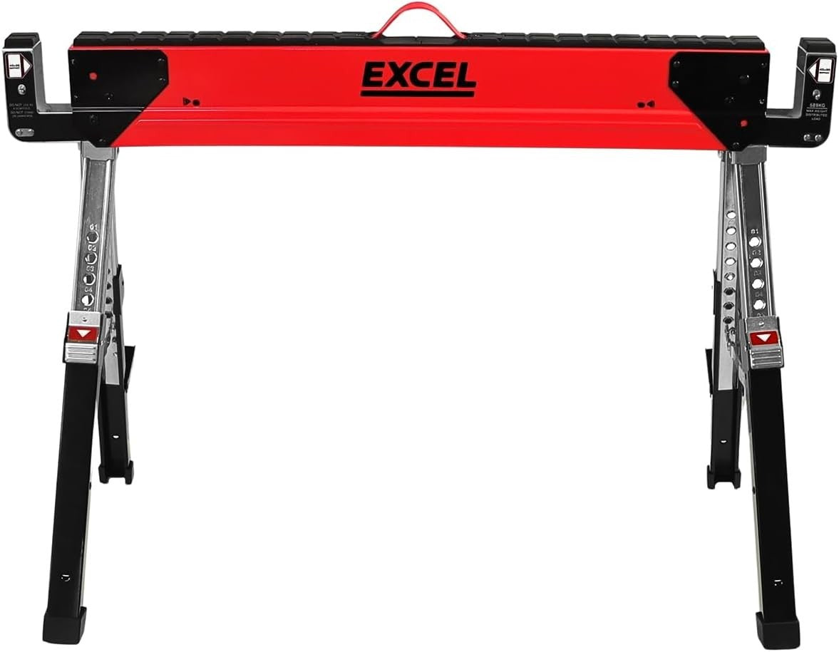 Portable Steel Sawhorse Twin Pack Adjustable Legs Work Table Non-Slip Feet