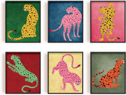 Colorful Cheetah Wall Art Prints 6pcs Leopard Modern Room Decor