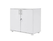 White Wooden Office Cabinet with Lock 2 Door Cupboard File Storage Organizer