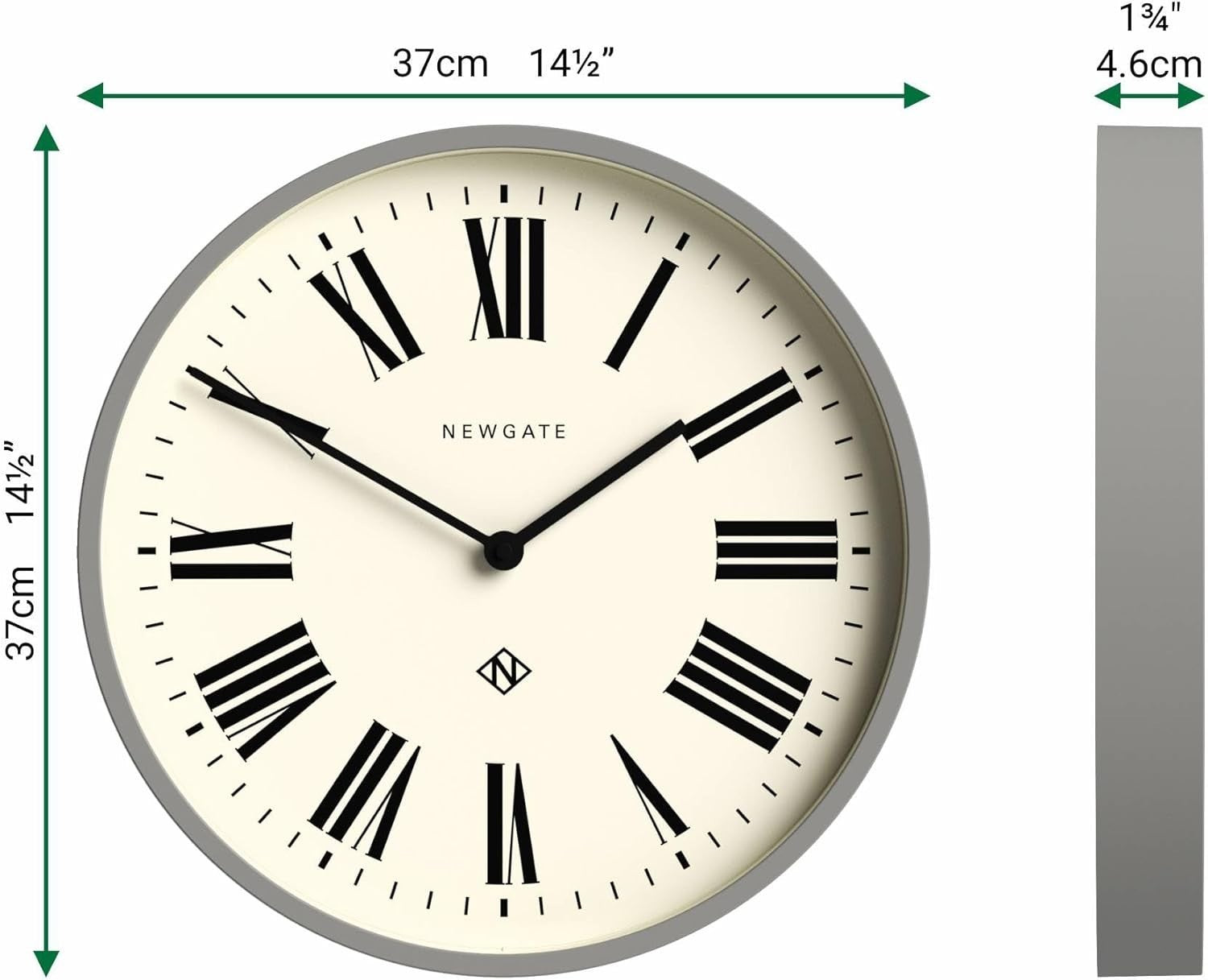 Italian Round Wall Clock 37cm | Large Roman Numerals | Modern Kitchen Decor