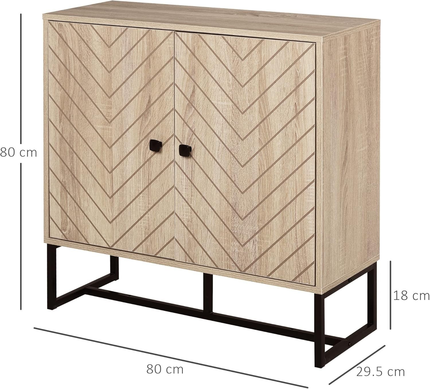 Modern Storage Cabinet with Adjustable Shelf Metal Base 2 Door Sideboard