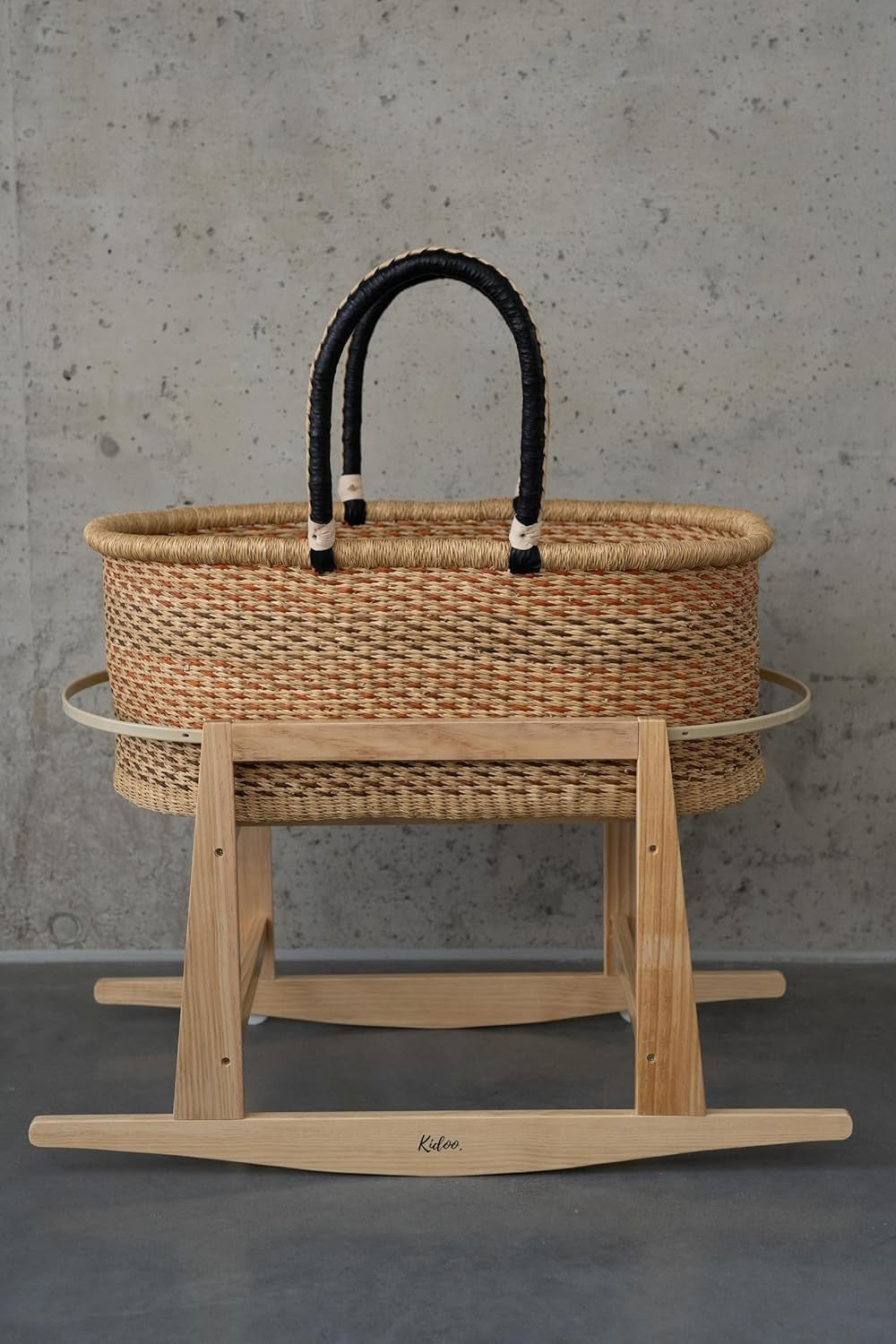 Handwoven Moses Basket with Rocking Stand & Mattress Natural Baby Cradle