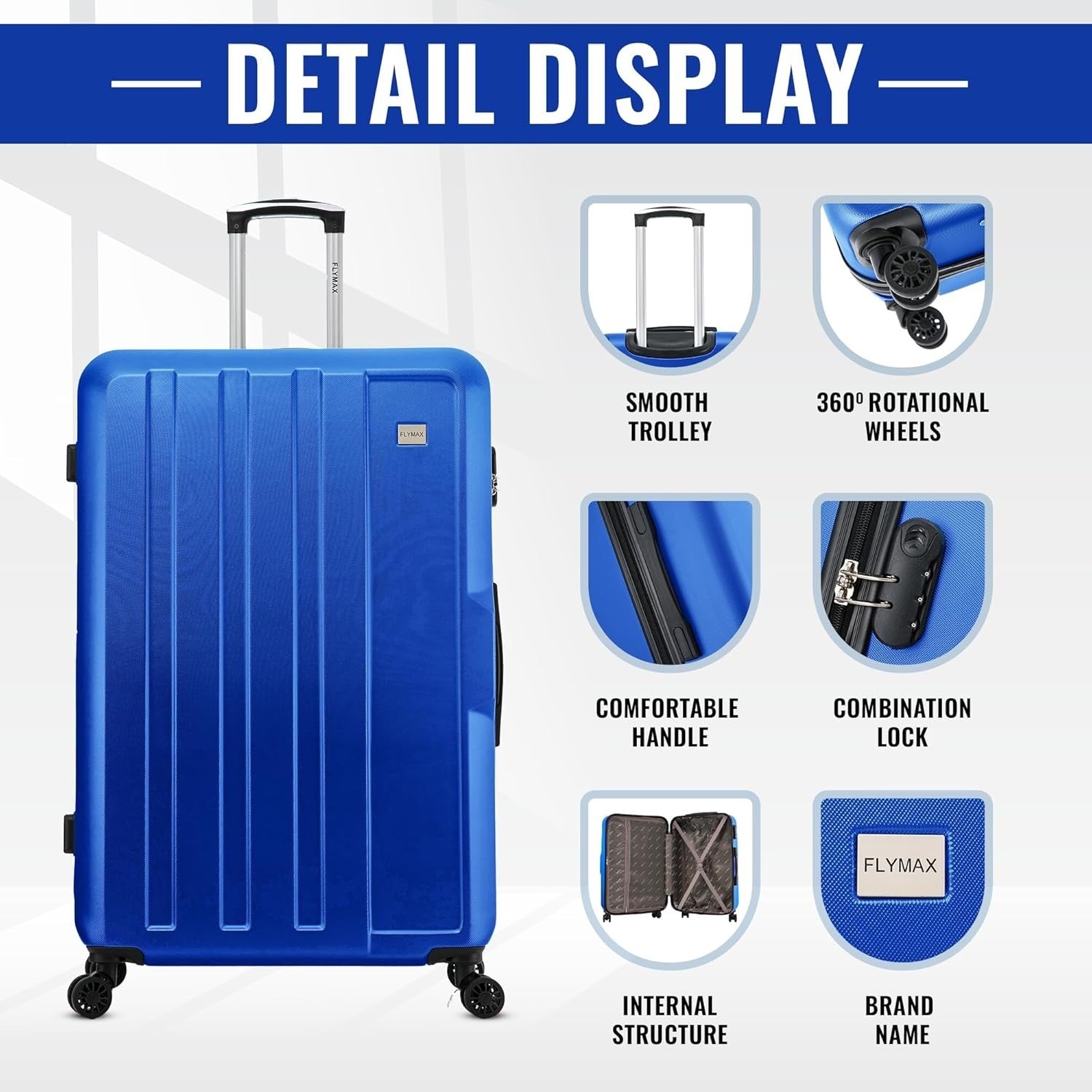 Cabin & Medium Luggage Set 2pc ABS Hard Shell 4 Wheel Spinner Travel Cases