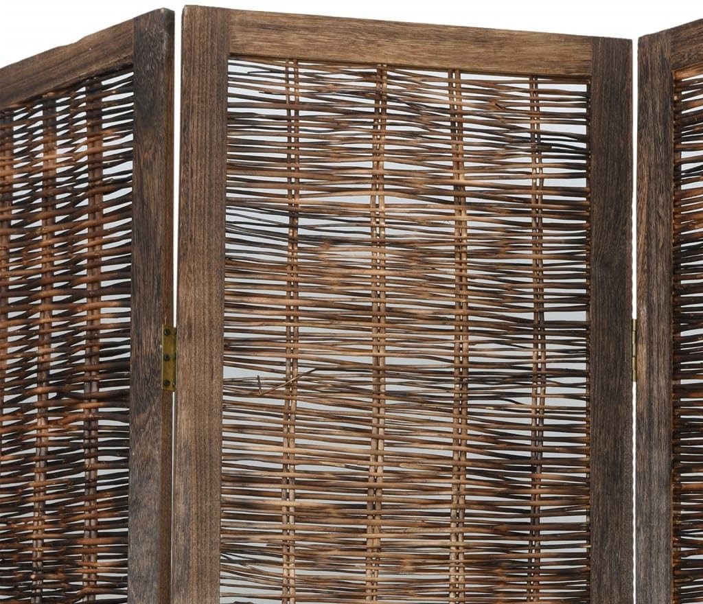 5 Panel Dark Brown Wooden Room Divider 180x150cm Folding Privacy Screen Home