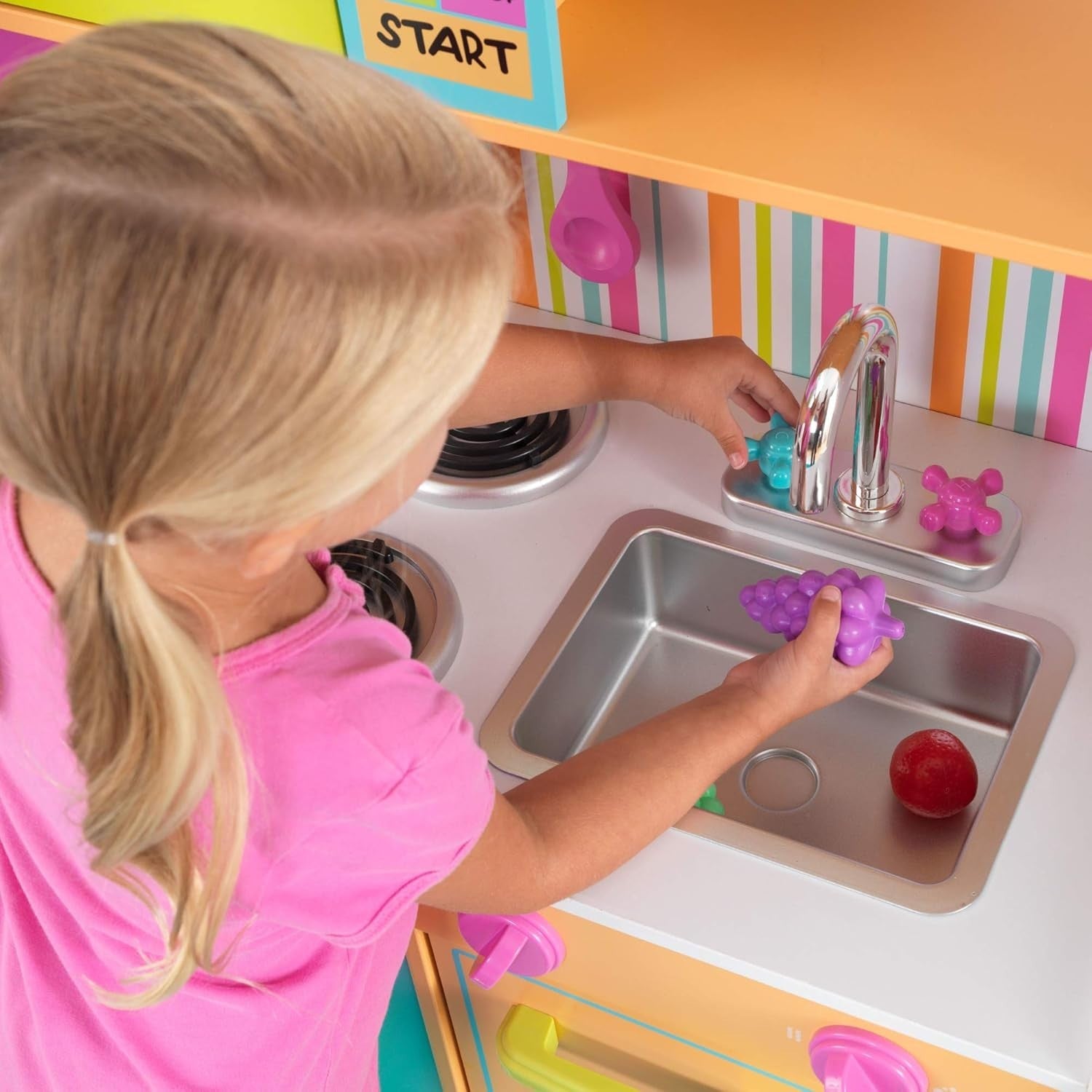 Kids Wooden Play Kitchen Toy Set Oven Microwave Fridge Accessories