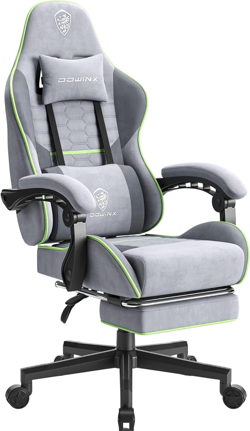 Ergonomic Gaming Chair with Footrest Massage 150kg Grey Green