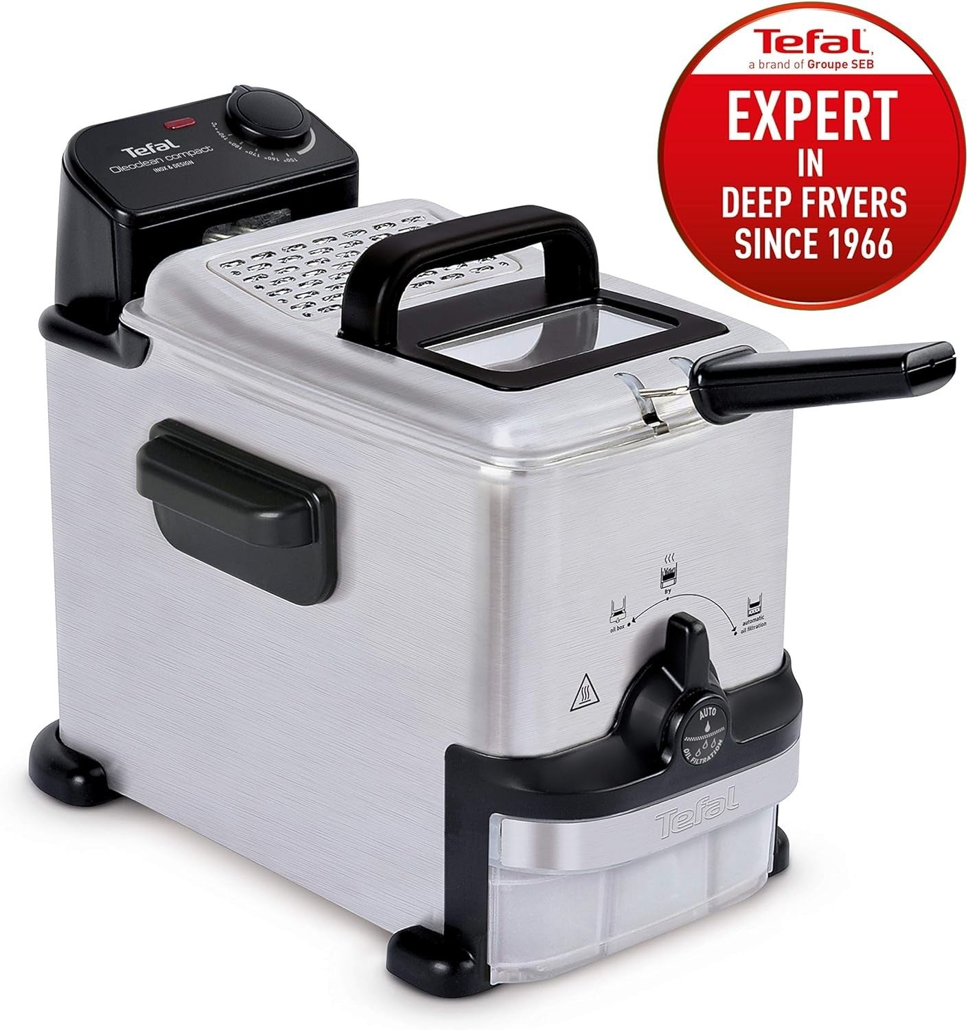 2L Deep Fat Fryer Auto Oil Filtration Cool Zone Adjustable Temp