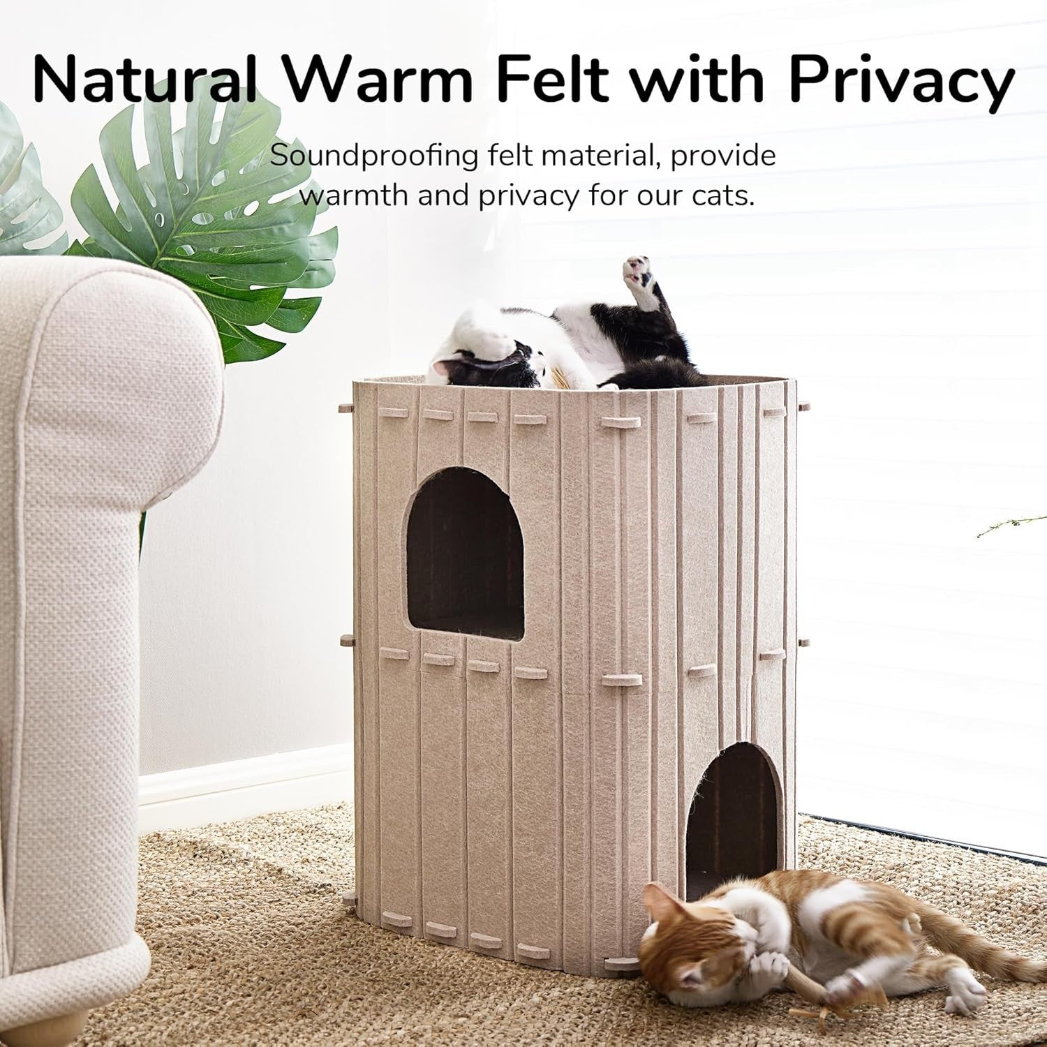 2 Storey Felt Cat House Large Cat Cave Condo Multi Cat Indoor Bed