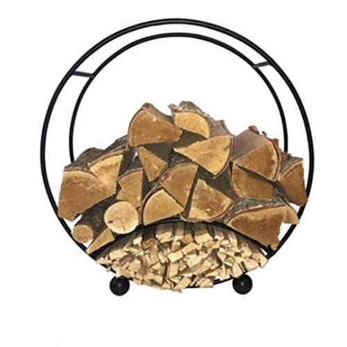 Heavy Duty Circular Steel Firewood Rack with Kindling Storage – Durable Outdoor