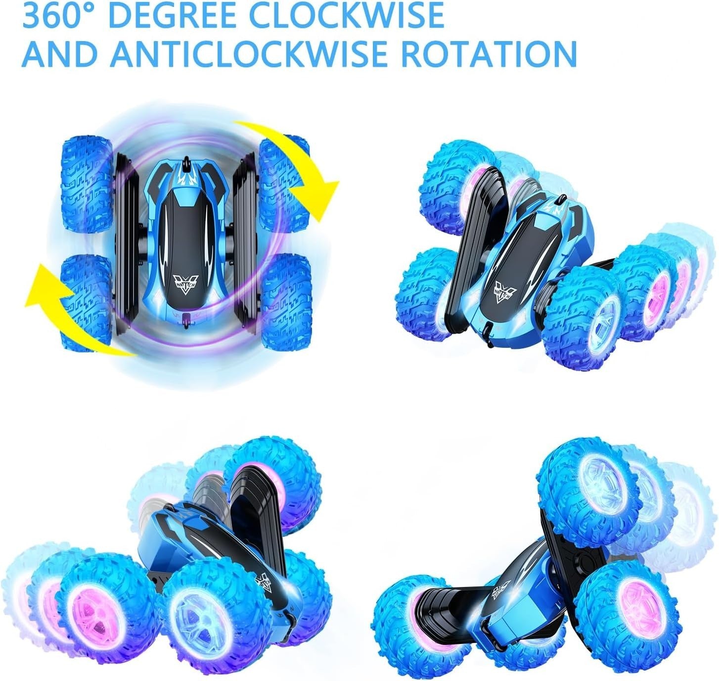 4WD 360° Flip RC Stunt Car 2.4GHz Remote Control Off-Road Toy w/ LED Lights