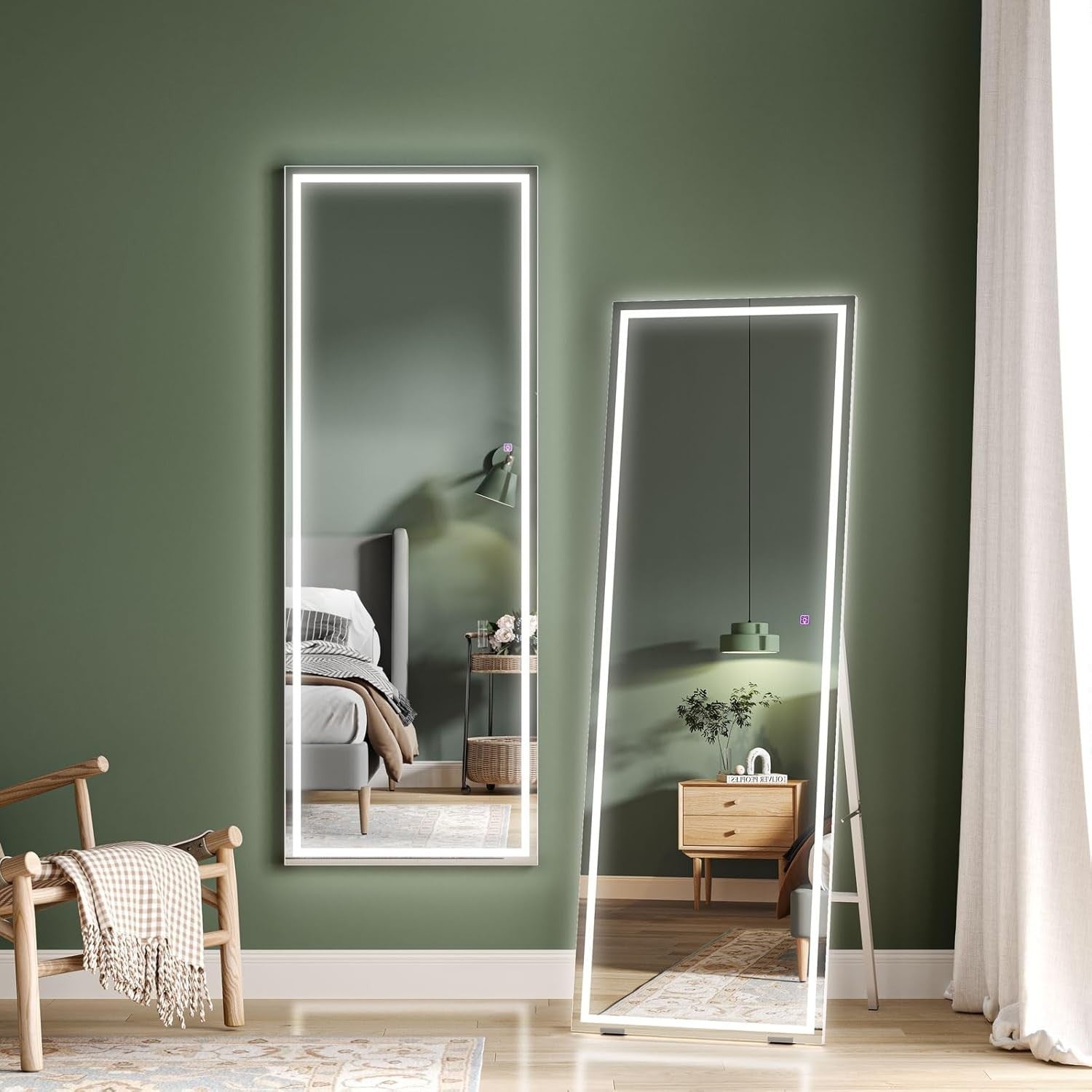 LED Full Length Mirror 140x50cm Wall Mounted with Lights & Dimming Touch