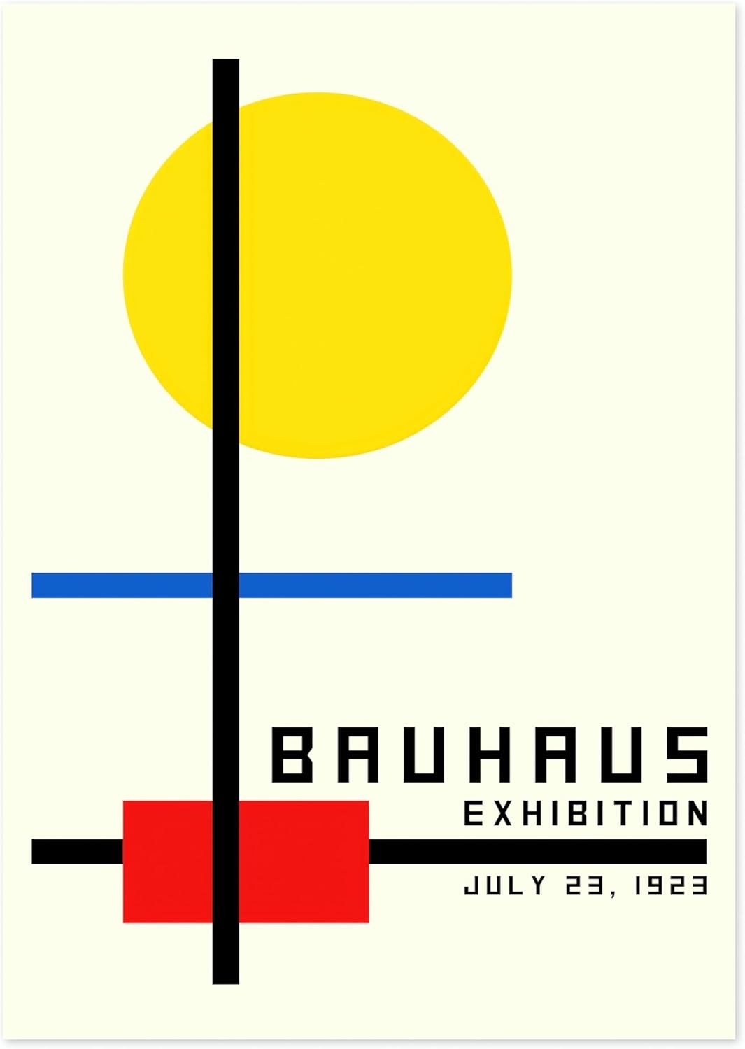 Bauhaus Abstract Poster Yellow Red Blue A5 21x14.8cm
