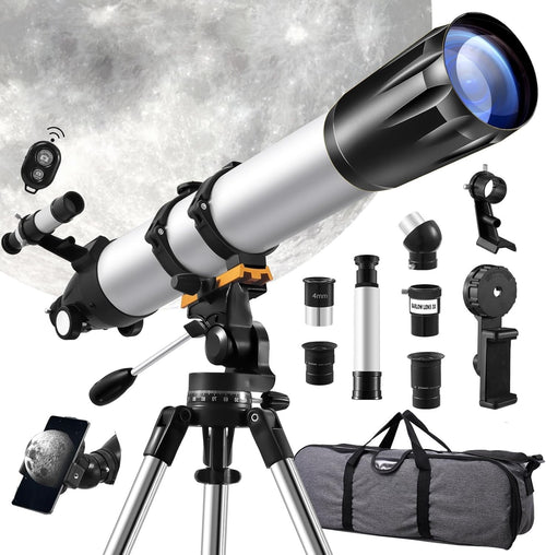 90mm Black Refractor Telescope 900mm AZ Mount with Phone Adapter