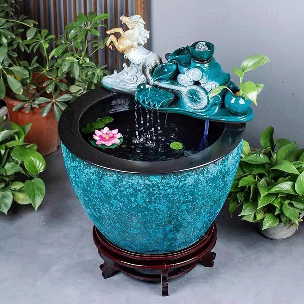 Modern Ceramic Fish Tank Flowing Water Bowl Indoor Office Home Decor