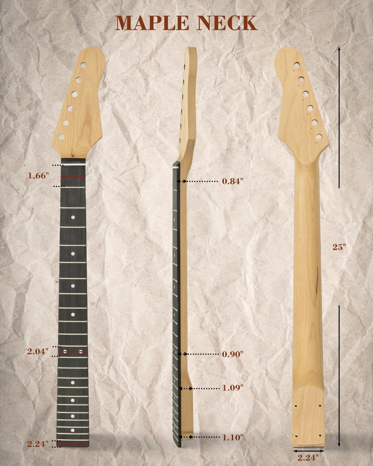 DIY ST Style Electric Guitar Kit SSS Mahogany Maple Neck
