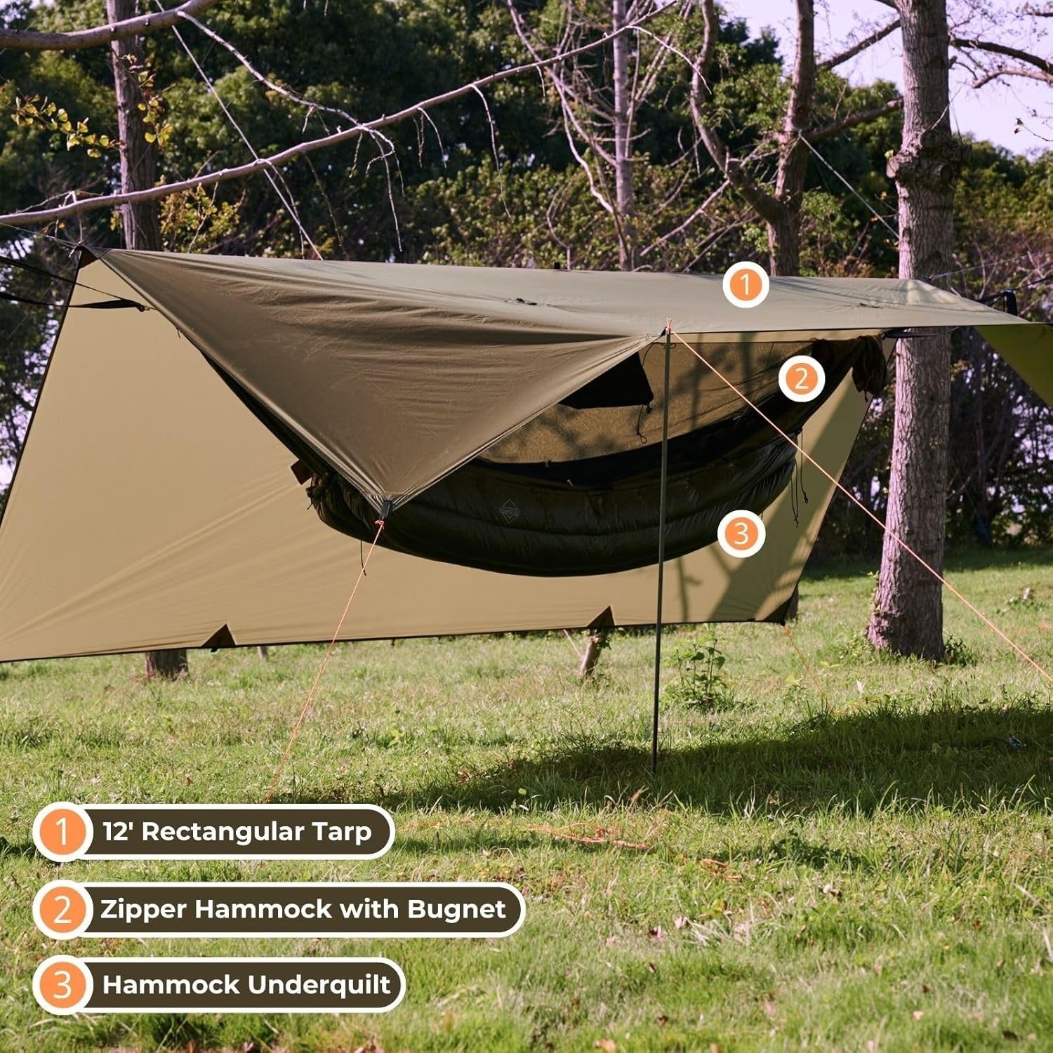 Outdoor Double Hammock with Mosquito Net, Lightweight & Easy Setup