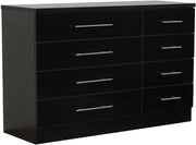 Black Gloss Chest 8 Drawers Bedroom Storage Cabinet Metal Handles Modern
