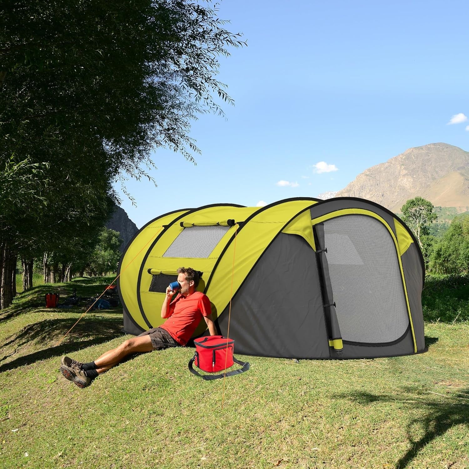 4 Person Pop Up Camping Tent Waterproof Family Festival Shelter