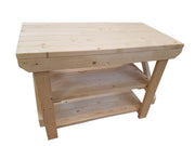 Heavy Duty Wooden Workbench 5ft Double Shelf 150x63x90cm Garage Table