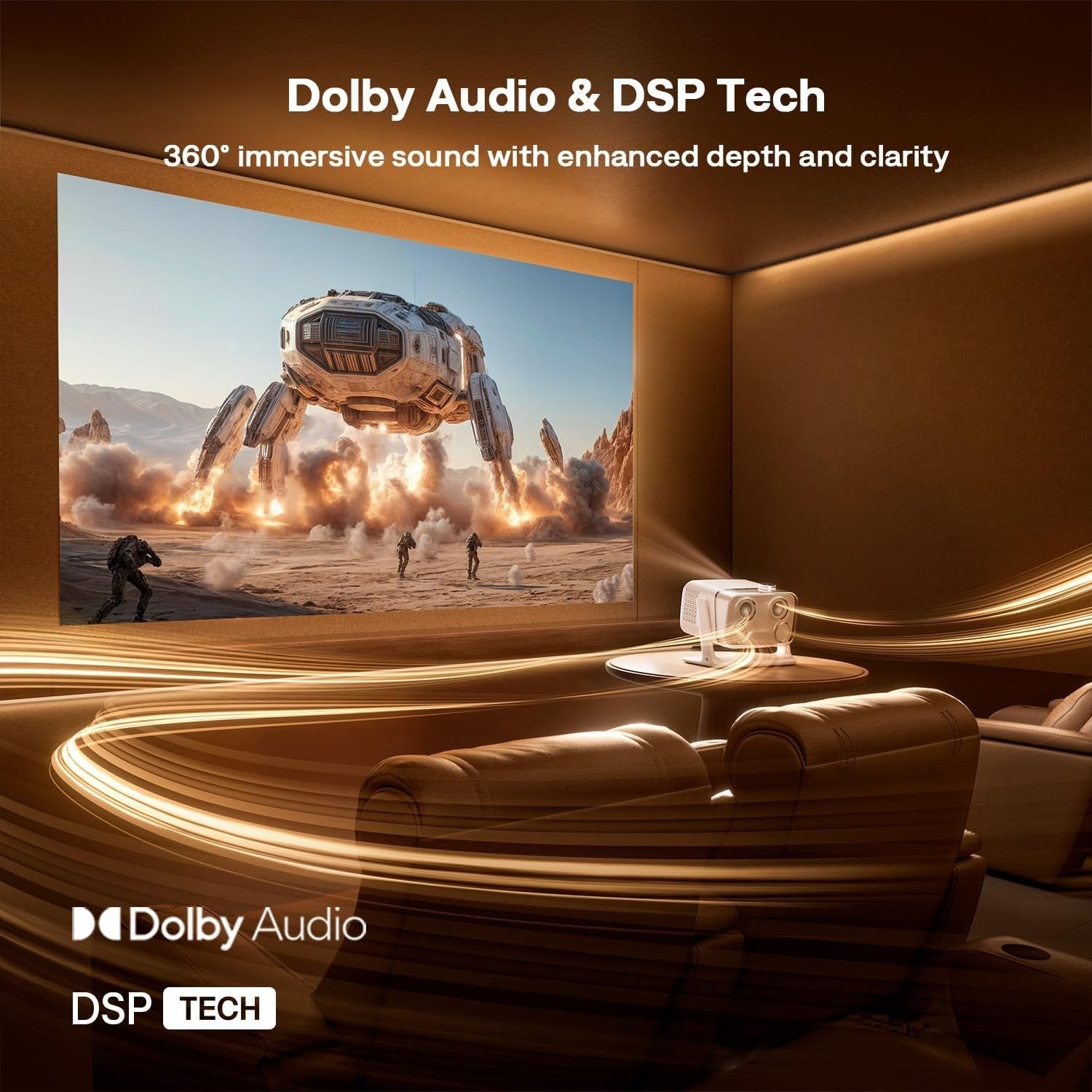 Google TV 1080P Smart Projector 500 ANSI Dolby 20W WiFi Bluetooth
