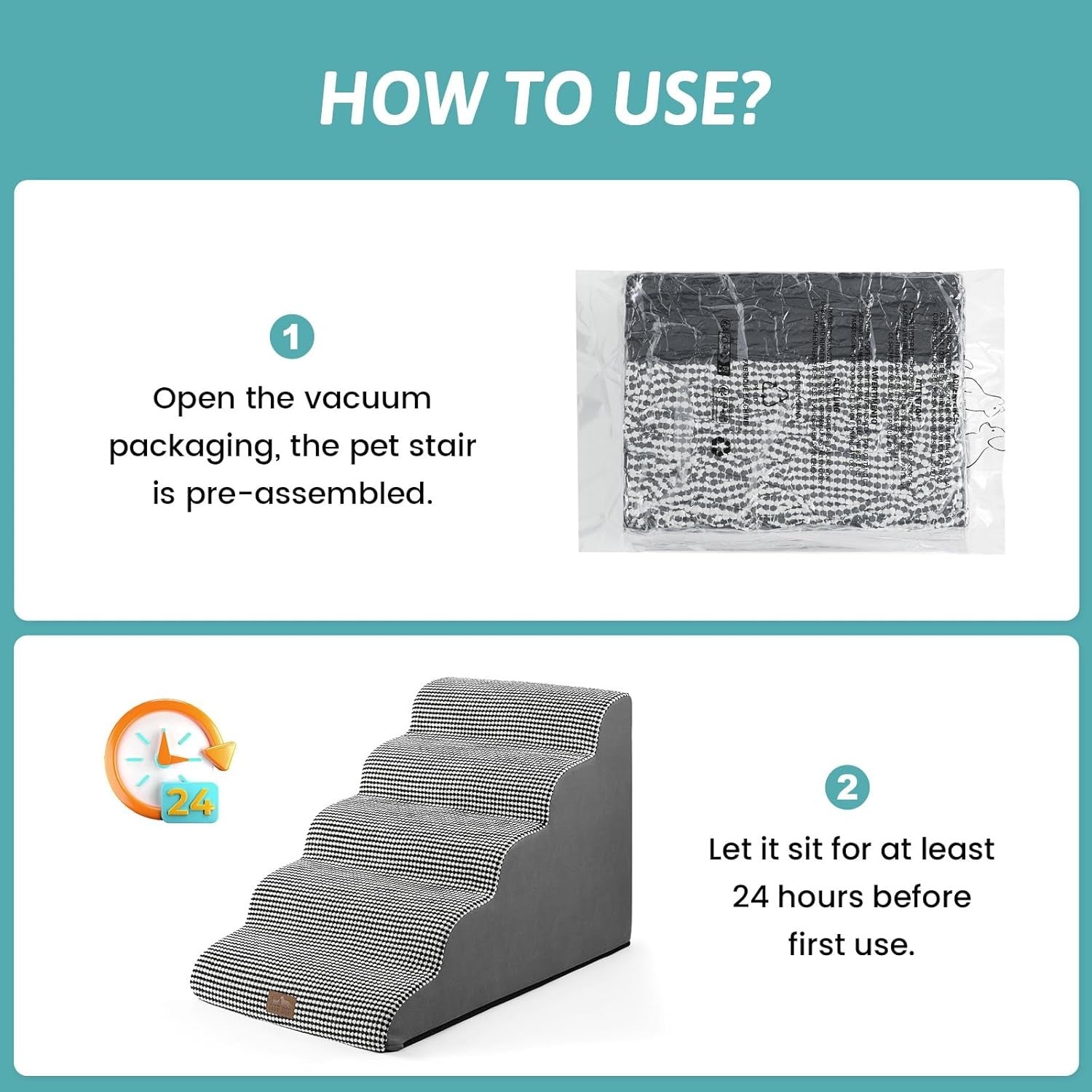 5‑Tier Wide Foam Dog & Cat Stairs 19.7×33×22.4 in – Leakproof Ramp Steps
