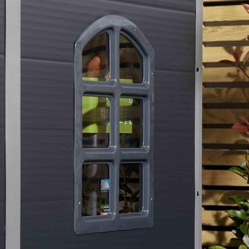 4x6ft Outdoor Plastic Apex Shed Lockable Weatherproof Dark Grey
