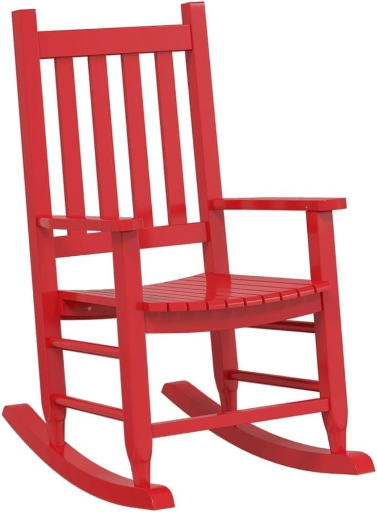 Red Wooden Rocking Chairs for Kids – Safe, Durable, Indoor/Outdoor Use, 2 Pack
