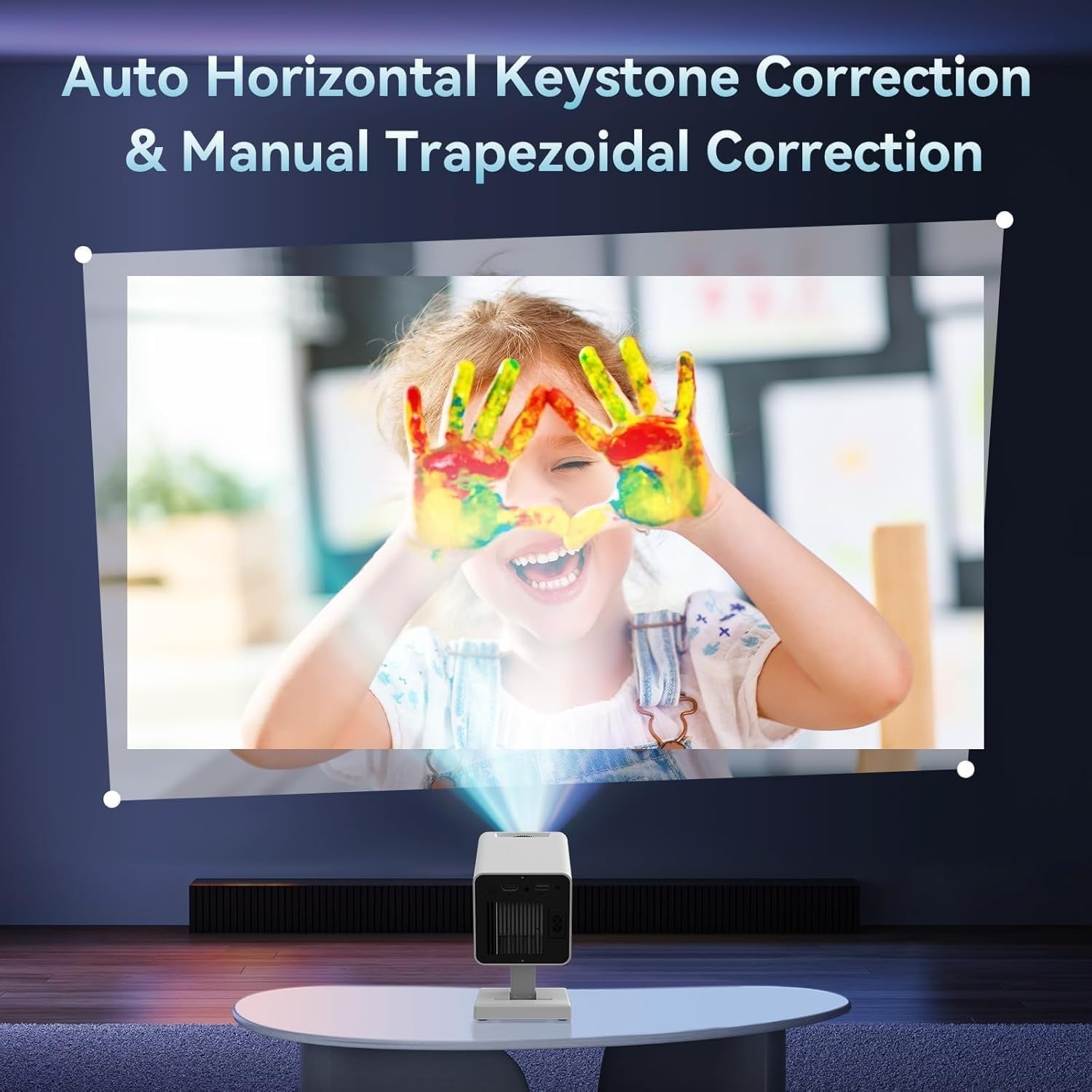 Mini 1080P Smart Projector WiFi 6 Bluetooth 4K Support Auto Keystone
