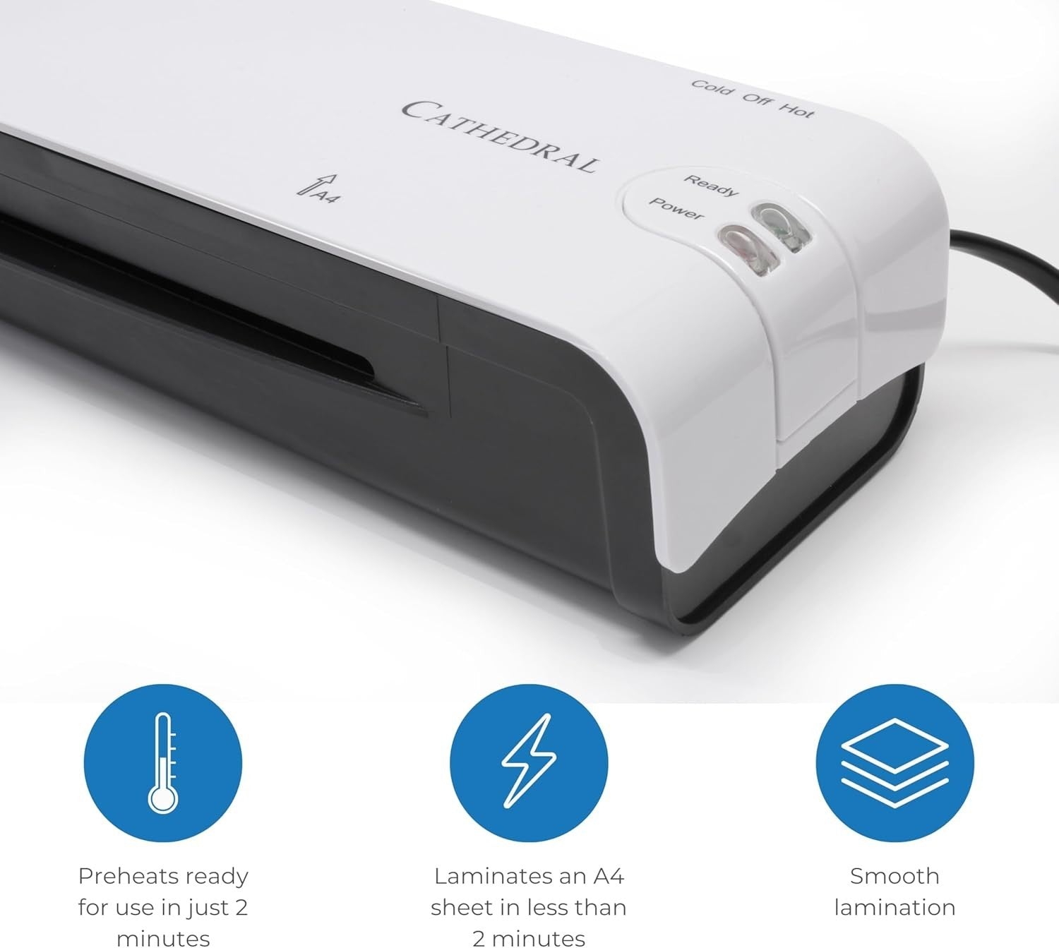 A4 Laminator Heavy Duty Fast Start Jam Release 250 Mic White