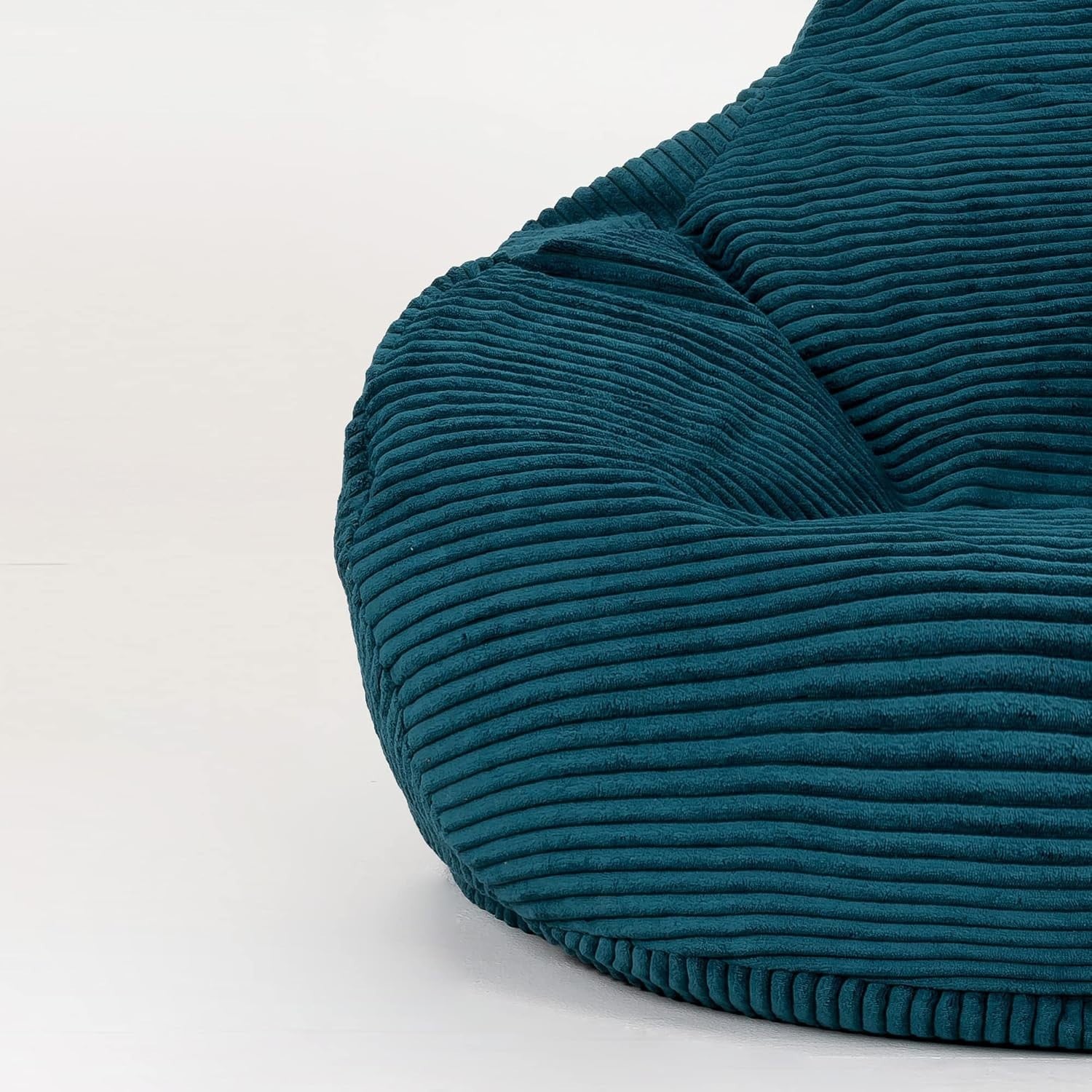 Large Teal Corduroy Bean Bag Chair w/ Footstool Adult Recliner Seat